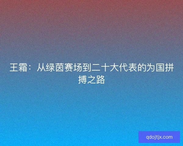 王霜：从绿茵赛场到二十大代表的为国拼搏之路