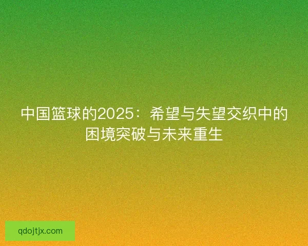 中国篮球的2025：希望与失望交织中的困境突破与未来重生