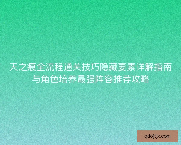 天之痕全流程通关技巧隐藏要素详解指南与角色培养最强阵容推荐攻略