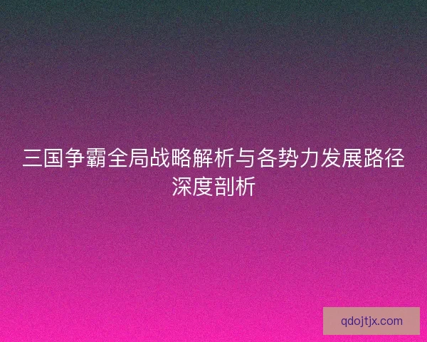 三国争霸全局战略解析与各势力发展路径深度剖析