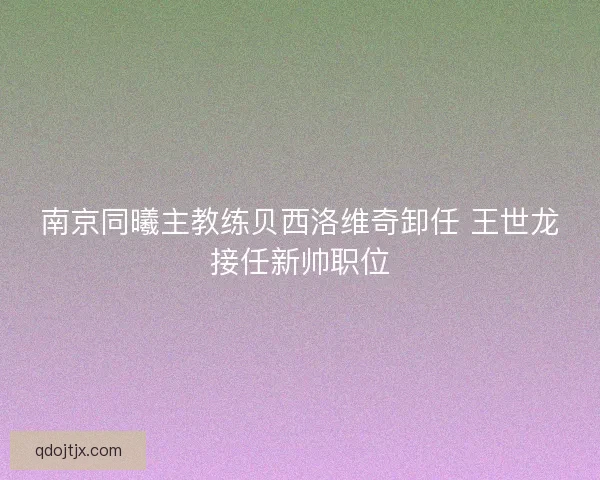 南京同曦主教练贝西洛维奇卸任 王世龙接任新帅职位