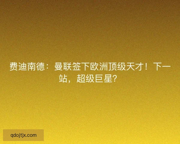 费迪南德：曼联签下欧洲顶级天才！下一站，超级巨星？